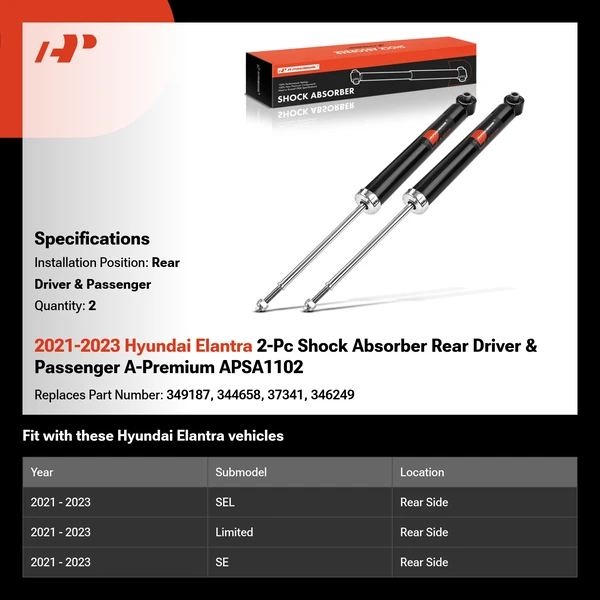 2021-2023 Hyundai Elantra 2-Pc Shock Absorber Rear Driver & Passenger A-Premium APSA1102
