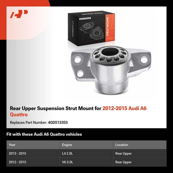 Rear Upper Suspension Strut Mount for 2012-2015 Audi A6 Quattro