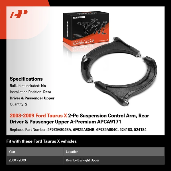 2008-2009 Ford Taurus X 2-Pc Suspension Control Arm, Rear Driver & Passenger Upper A-Premium APCA9171