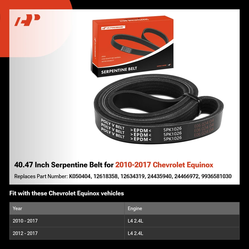 40.47 Inch Serpentine Belt for 2010-2017 Chevrolet Equinox