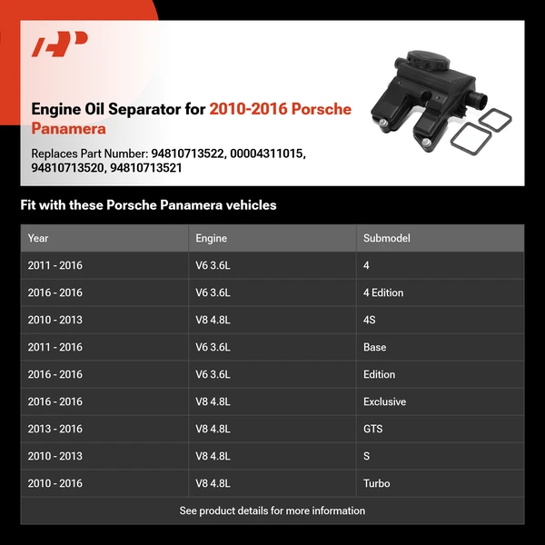 Engine Oil Separator for 2010-2016 Porsche Panamera