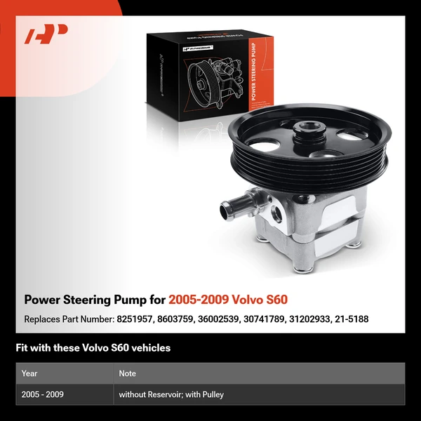 Power Steering Pump for 2005-2009 Volvo S60
