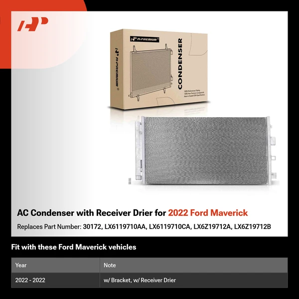 AC Condenser with Receiver Drier for 2022 Ford Maverick