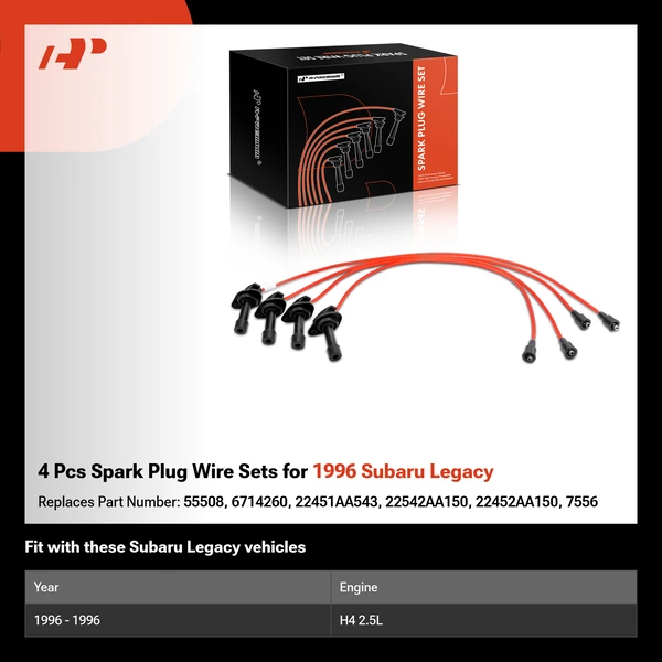 4 Pcs Spark Plug Wire Sets for 1996 Subaru Legacy