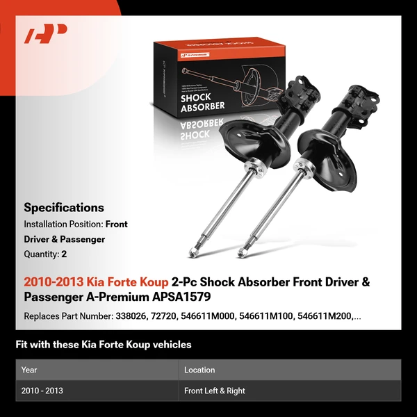 2010-2013 Kia Forte Koup 2-Pc Shock Absorber Front Driver & Passenger A-Premium APSA1579
