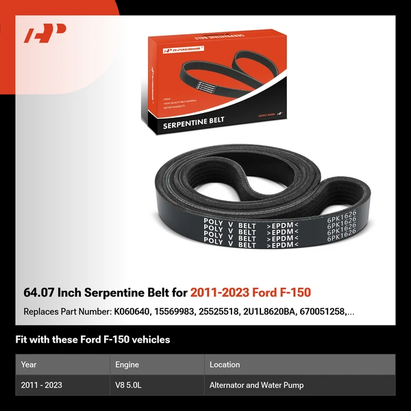 64.07 Inch Serpentine Belt for 2011-2023 Ford F-150