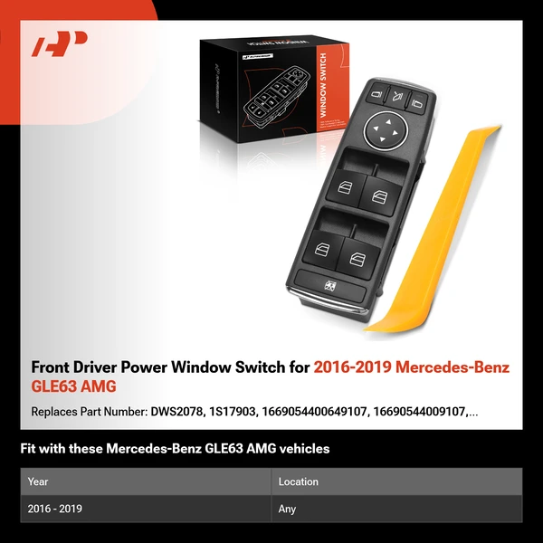Front Driver Power Window Switch for 2016-2019 Mercedes-Benz GLE63 AMG