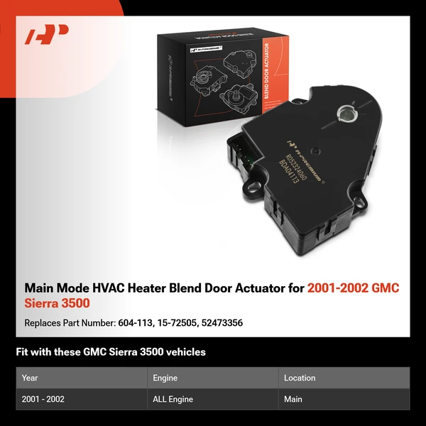 Main Mode HVAC Heater Blend Door Actuator for 2001-2002 GMC Sierra 3500