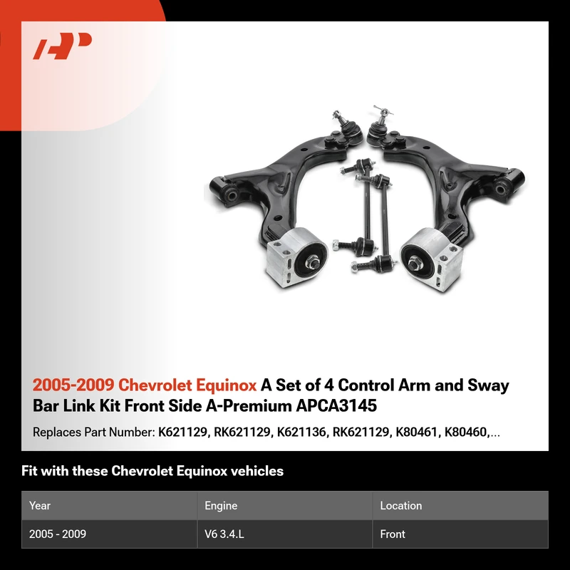 2005-2009 Chevrolet Equinox A Set of 4 Control Arm and Sway Bar Link Kit Front Side A-Premium APCA3145