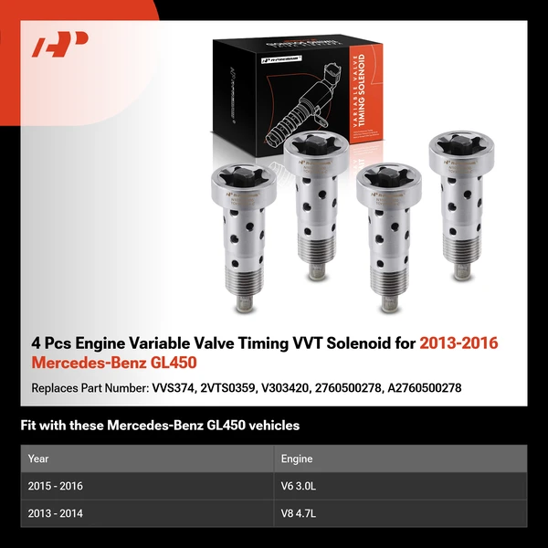 4 Pcs Engine Variable Valve Timing VVT Solenoid for 2013-2016 Mercedes-Benz GL450