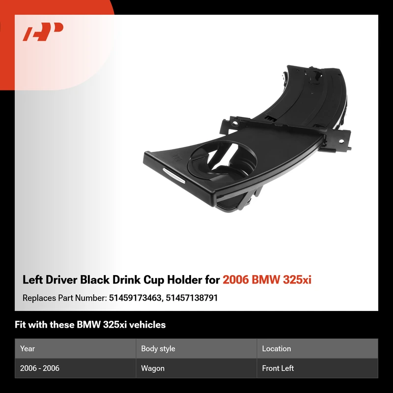 Left Driver Black Drink Cup Holder for 2006 BMW 325xi