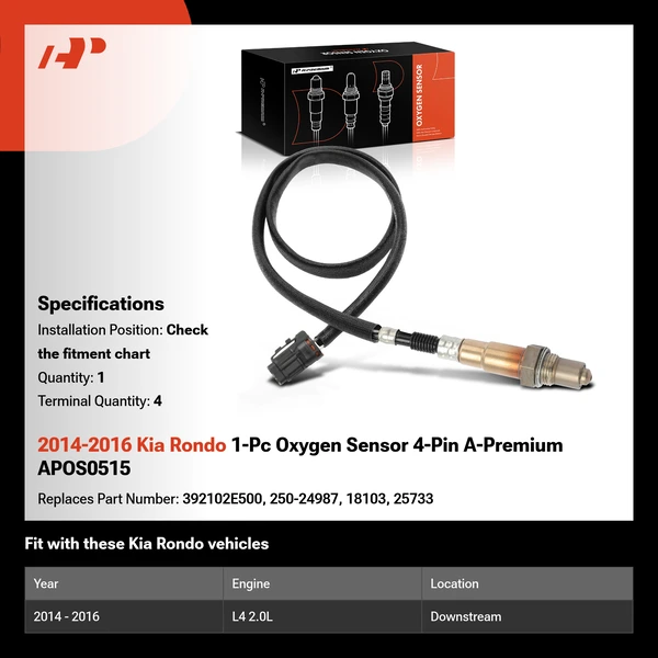 2014-2016 Kia Rondo 1-Pc Oxygen Sensor 4-Pin A-Premium APOS0515