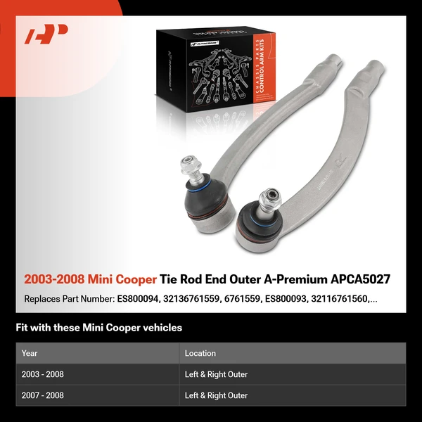 2003-2008 Mini Cooper Tie Rod End Outer A-Premium APCA5027