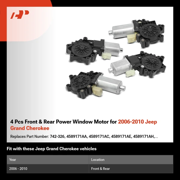 4 Pcs Front & Rear Power Window Motor for 2006-2010 Jeep Grand Cherokee