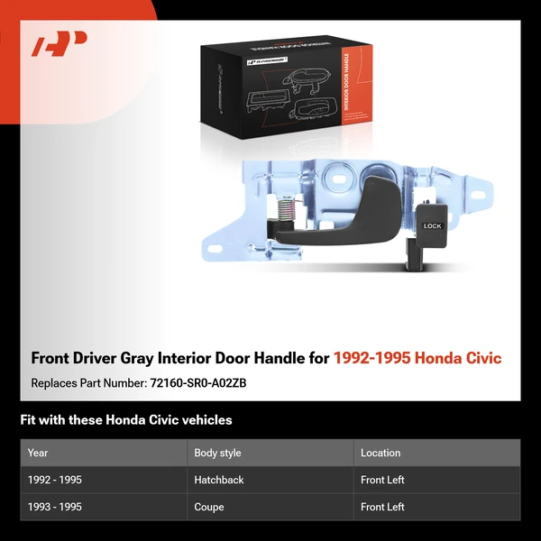 Front Driver Gray Interior Door Handle for 1992-1995 Honda Civic