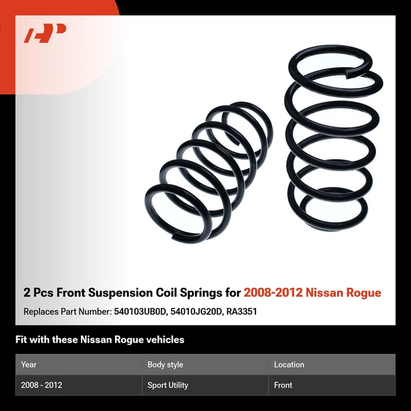2 Pcs Front Suspension Coil Springs for 2008-2012 Nissan Rogue
