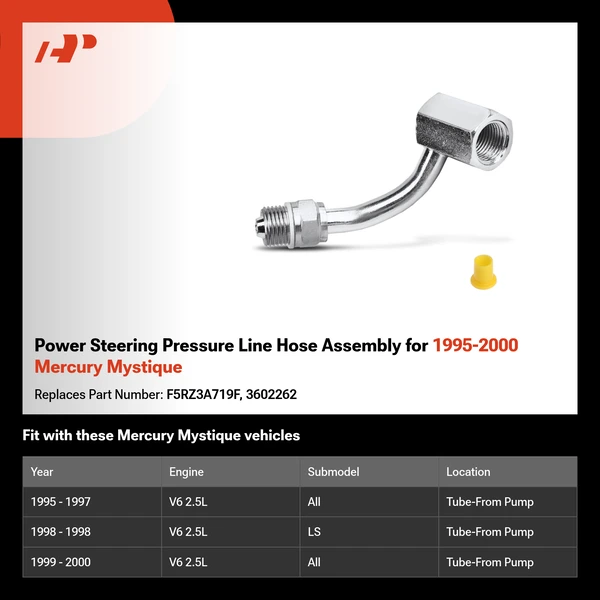 Power Steering Pressure Line Hose Assembly for 1995-2000 Mercury Mystique