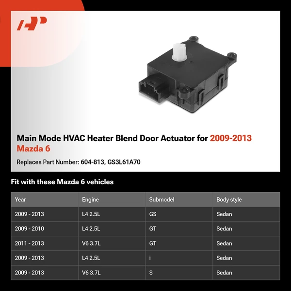 Main Mode HVAC Heater Blend Door Actuator for 2009-2013 Mazda 6