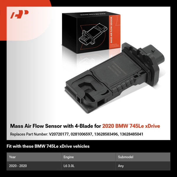 Mass Air Flow Sensor with 4-Blade for 2020 BMW 745Le xDrive