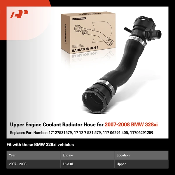 Upper Engine Coolant Radiator Hose for 2007-2008 BMW 328xi