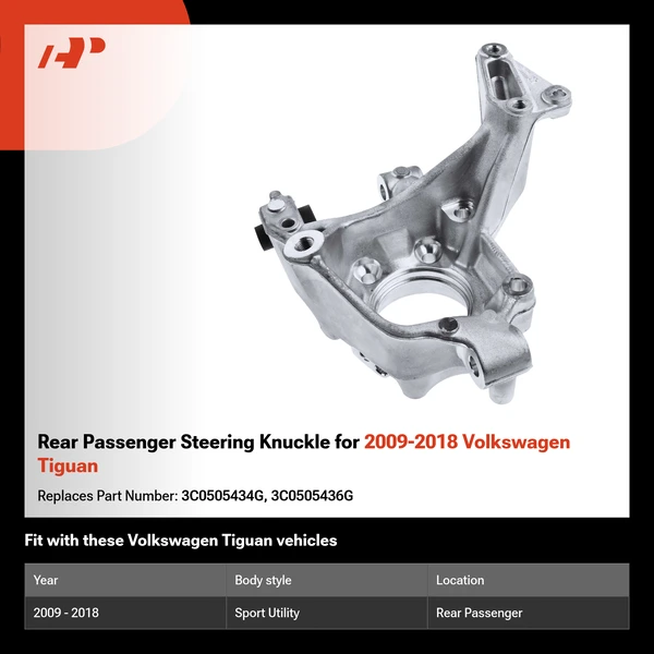 Rear Passenger Steering Knuckle for 2009-2018 Volkswagen Tiguan