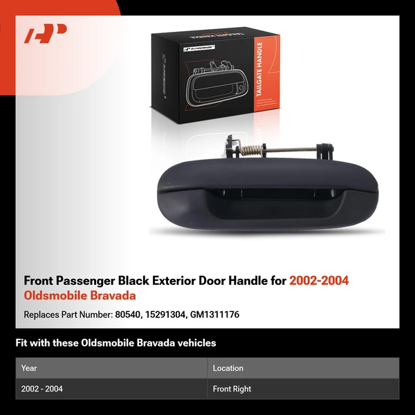 Front Passenger Black Exterior Door Handle for 2002-2004 Oldsmobile Bravada