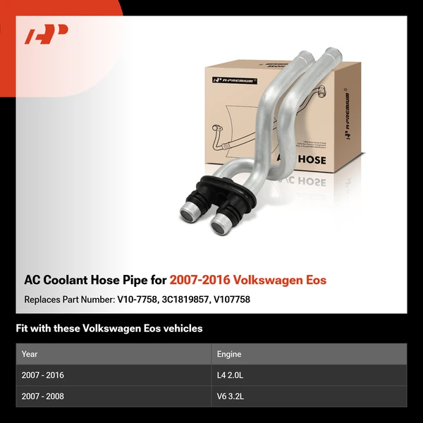 AC Coolant Hose Pipe for 2007-2016 Volkswagen Eos