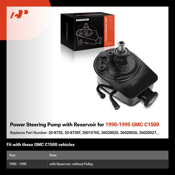 Power Steering Pump with Reservoir for 1990-1995 GMC C1500