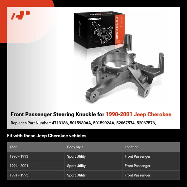 Front Passenger Steering Knuckle for 1990-2001 Jeep Cherokee