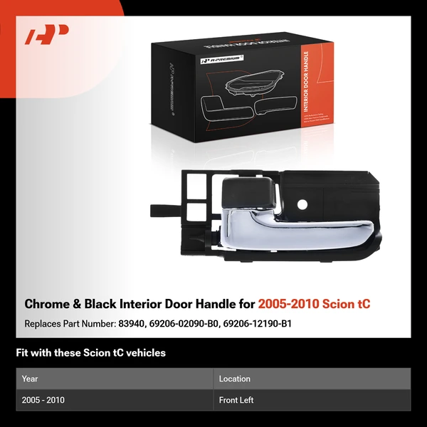 Chrome & Black Interior Door Handle for 2005-2010 Scion tC