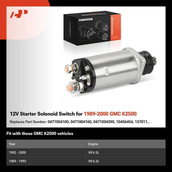 12V Starter Solenoid Switch for 1989-2000 GMC K2500