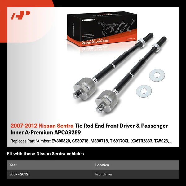 2007-2012 Nissan Sentra Tie Rod End Front Driver & Passenger Inner A-Premium APCA9289