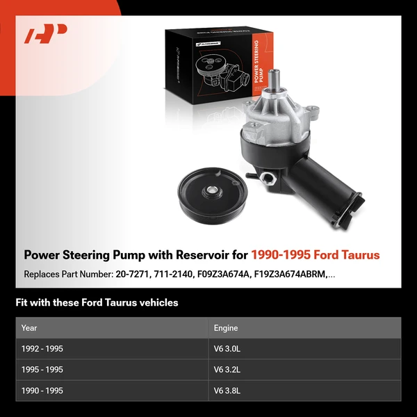 Power Steering Pump with Reservoir for 1990-1995 Ford Taurus