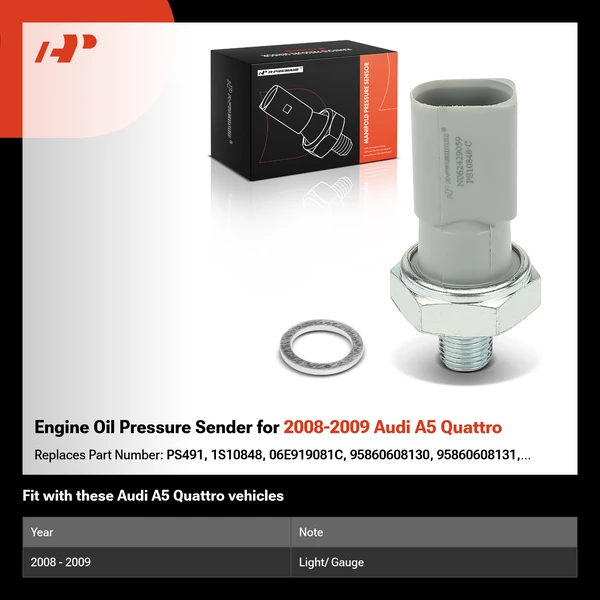 Engine Oil Pressure Sender for 2008-2009 Audi A5 Quattro