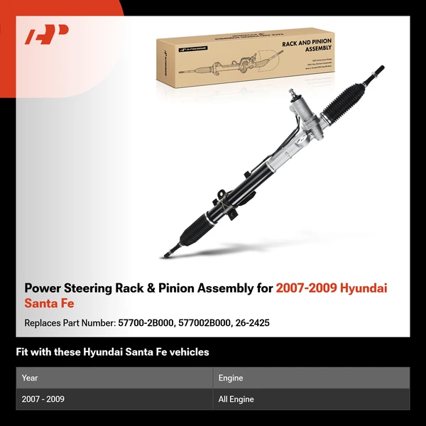 Power Steering Rack & Pinion Assembly for 2007-2009 Hyundai Santa Fe