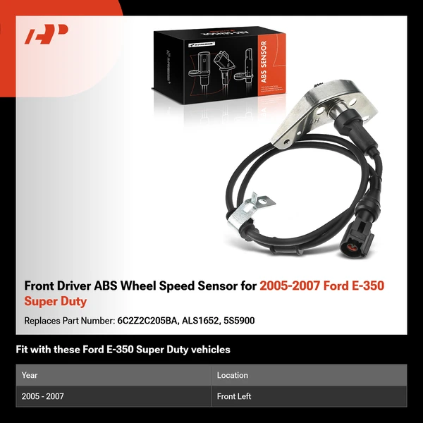 Front Driver ABS Wheel Speed Sensor for 2005-2007 Ford E-350 Super Duty