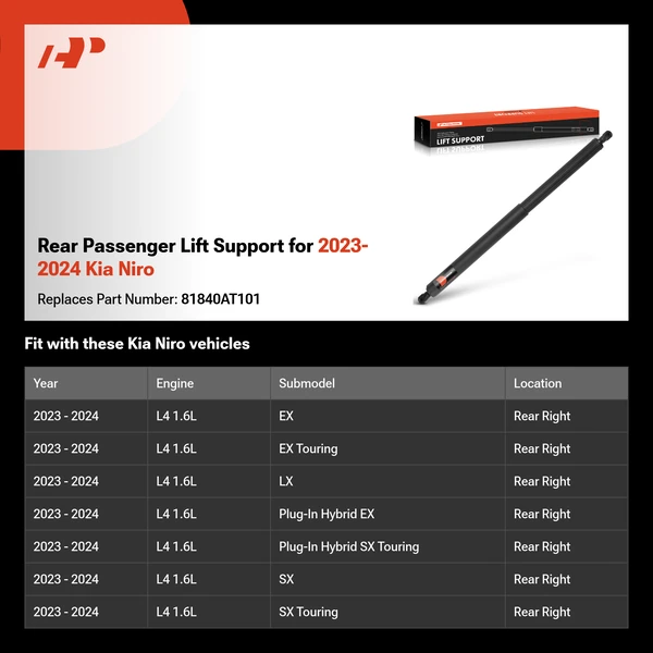 Rear Passenger Lift Support for 2023-2024 Kia Niro
