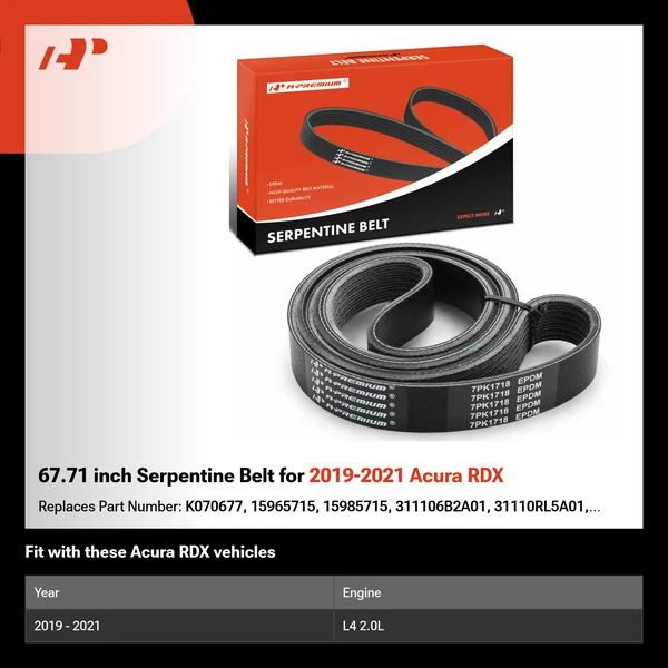 67.71 inch Serpentine Belt for 2019-2021 Acura RDX