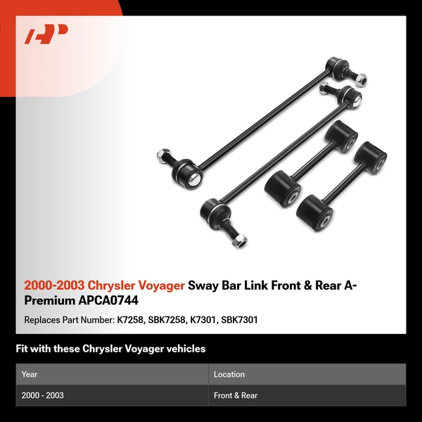 2000-2003 Chrysler Voyager Sway Bar Link Front & Rear A-Premium APCA0744
