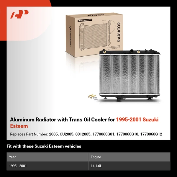 Aluminum Radiator with Trans Oil Cooler for 1995-2001 Suzuki Esteem