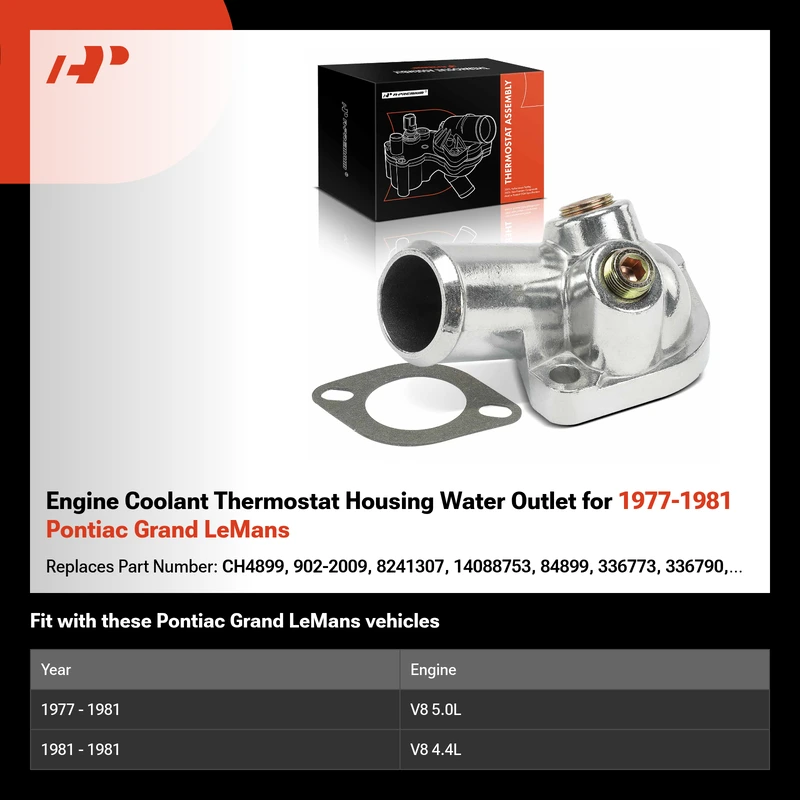 Engine Coolant Thermostat Housing Water Outlet for 1977-1981 Pontiac Grand LeMans