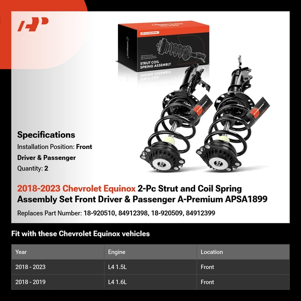 2018-2023 Chevrolet Equinox 2-Pc Strut and Coil Spring Assembly Set Front Driver & Passenger A-Premium APSA1899