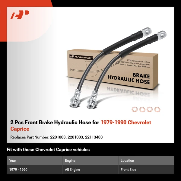 2 Pcs Front Brake Hydraulic Hose for 1979-1990 Chevrolet Caprice