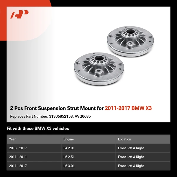 2 Pcs Front Suspension Strut Mount for 2011-2017 BMW X3