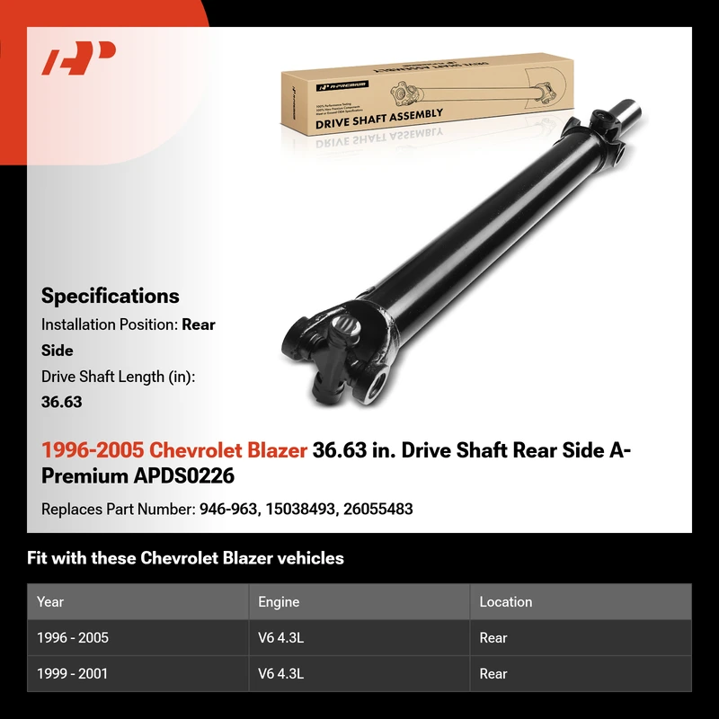 1996-2005 Chevrolet Blazer 36.63 in. Drive Shaft Rear Side A-Premium APDS0226