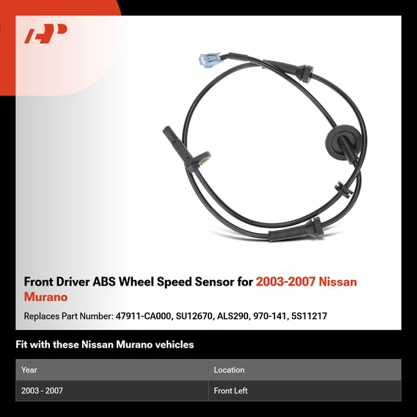 Front Driver ABS Wheel Speed Sensor for 2003-2007 Nissan Murano