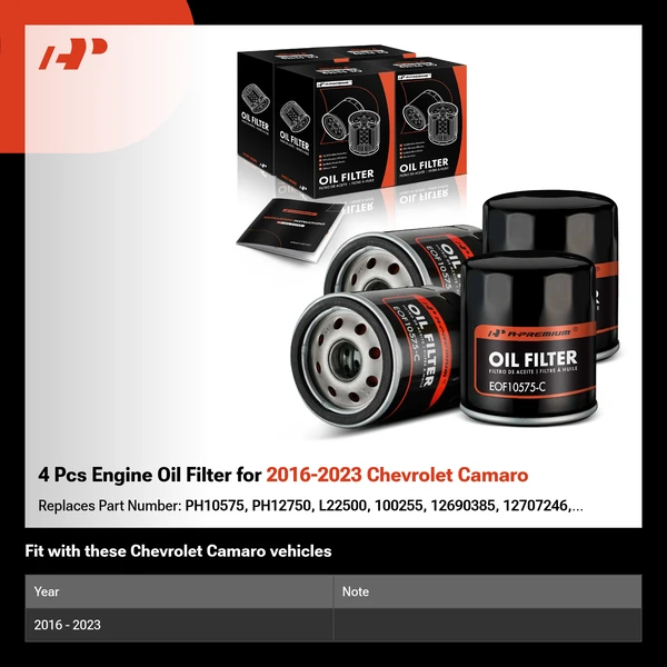 4 Pcs Engine Oil Filter for 2016-2023 Chevrolet Camaro