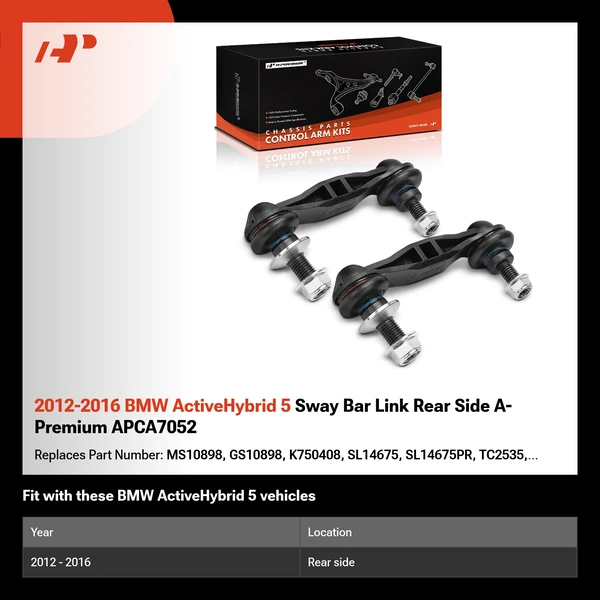 2012-2016 BMW ActiveHybrid 5 Sway Bar Link Rear Side A-Premium APCA7052