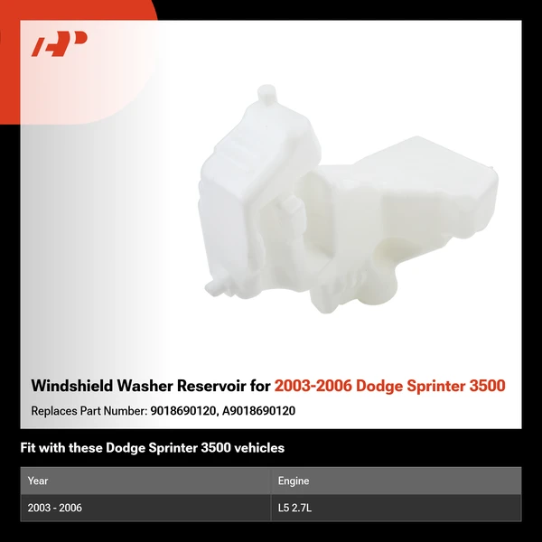 Windshield Washer Reservoir for 2003-2006 Dodge Sprinter 3500