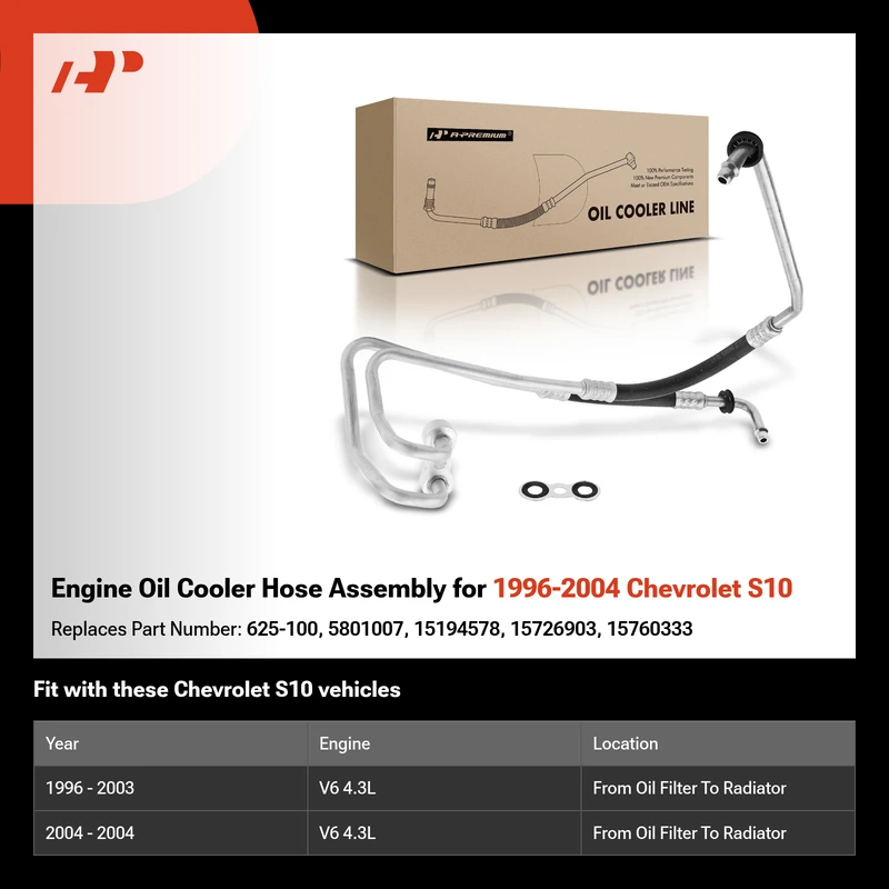 Engine Oil Cooler Hose Assembly for 1996-2004 Chevrolet S10